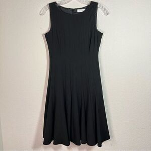 Calvin Klein Black Sleeveless Pleated Fit & Flare Dress Womens Size‎ 2P